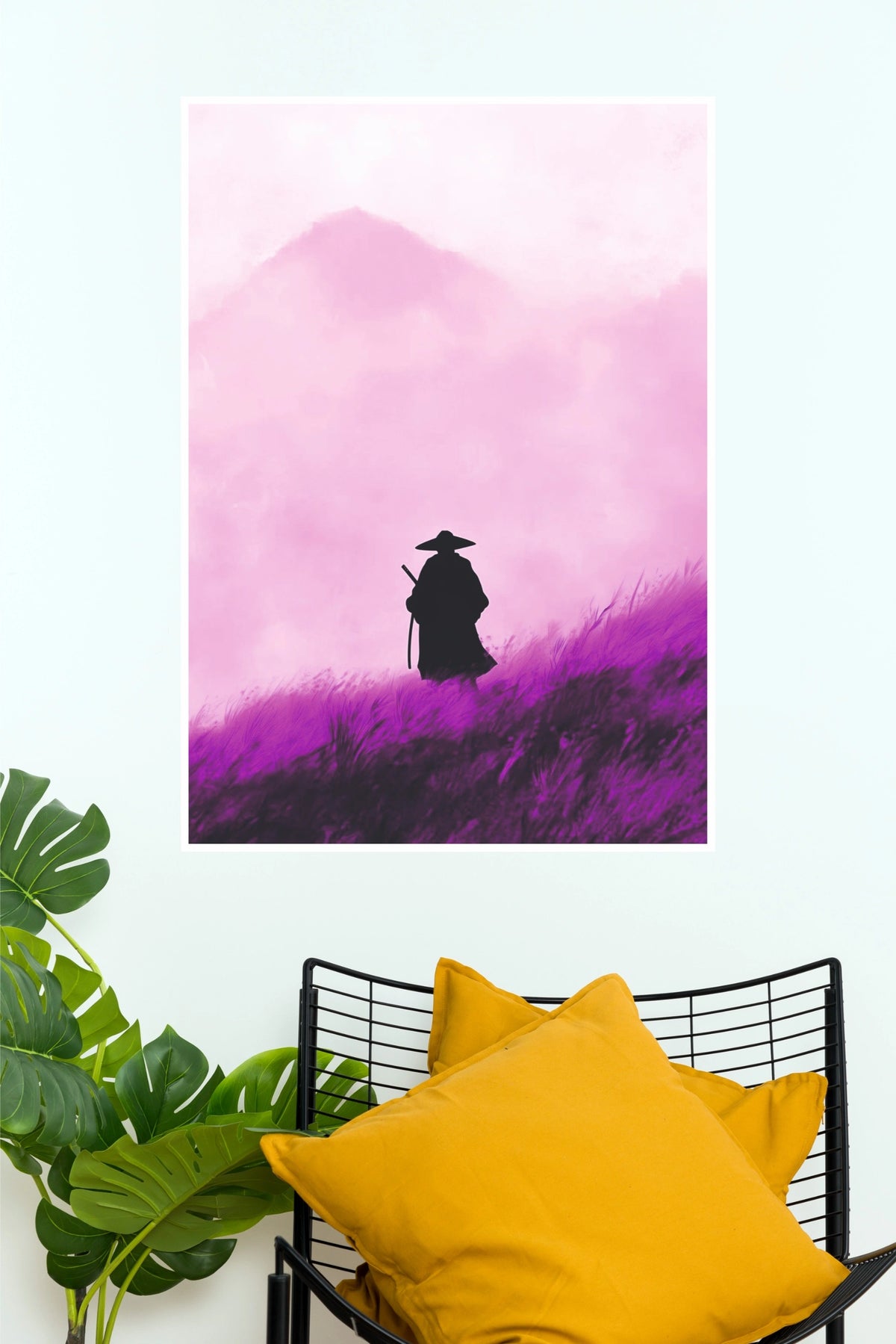 The Way of Nothingness Samurai Warrior Pink Mountain Wall Art Paper Poster   (Samurai Warrior Posters)