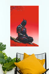 Whispers of the Blade Samurai Warrior Red Sky Wall Art Poster  (Samurai Warrior Posters)