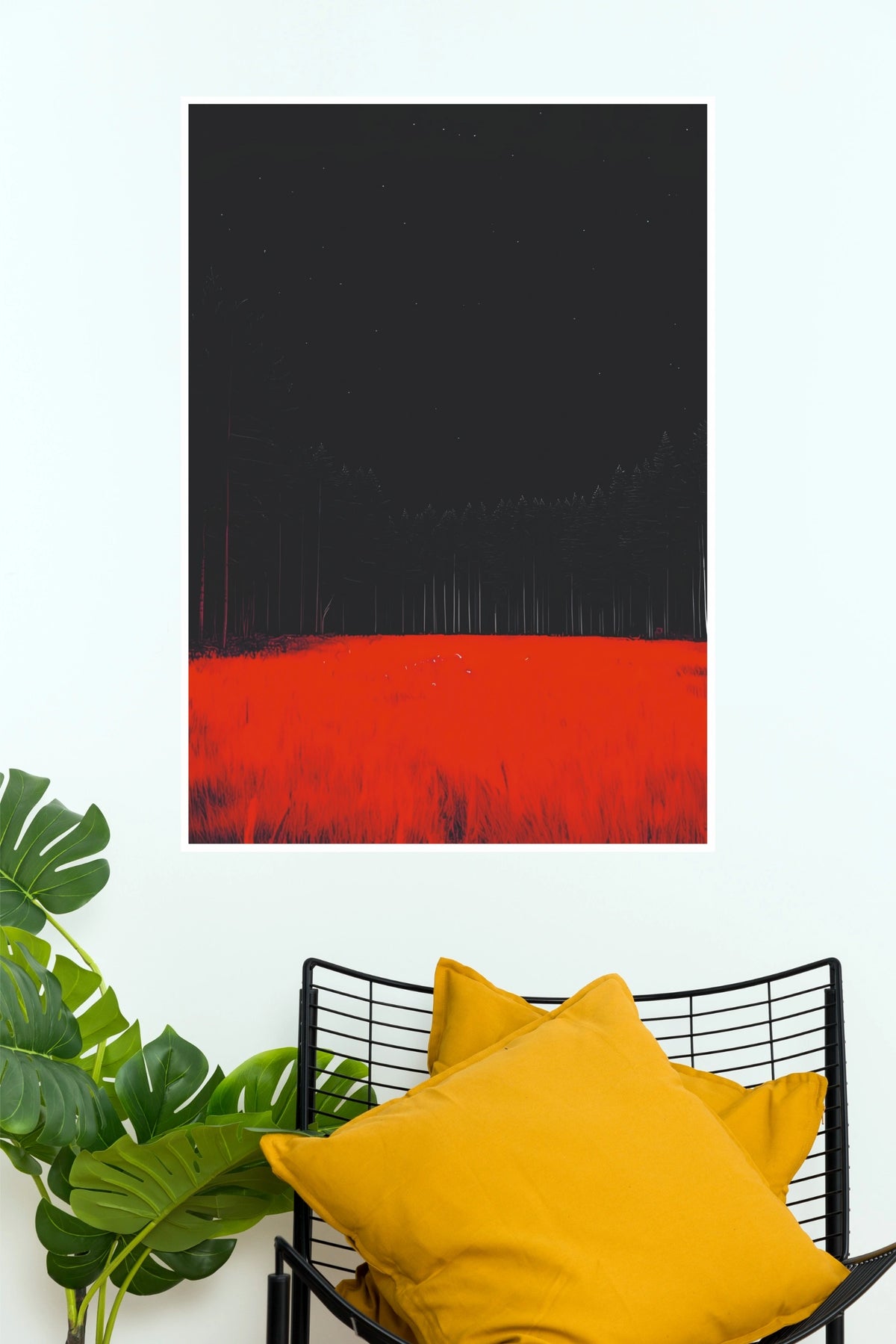 Blooming Blossom Red Field Nature Wall Art Poster  (The Green World Posters)