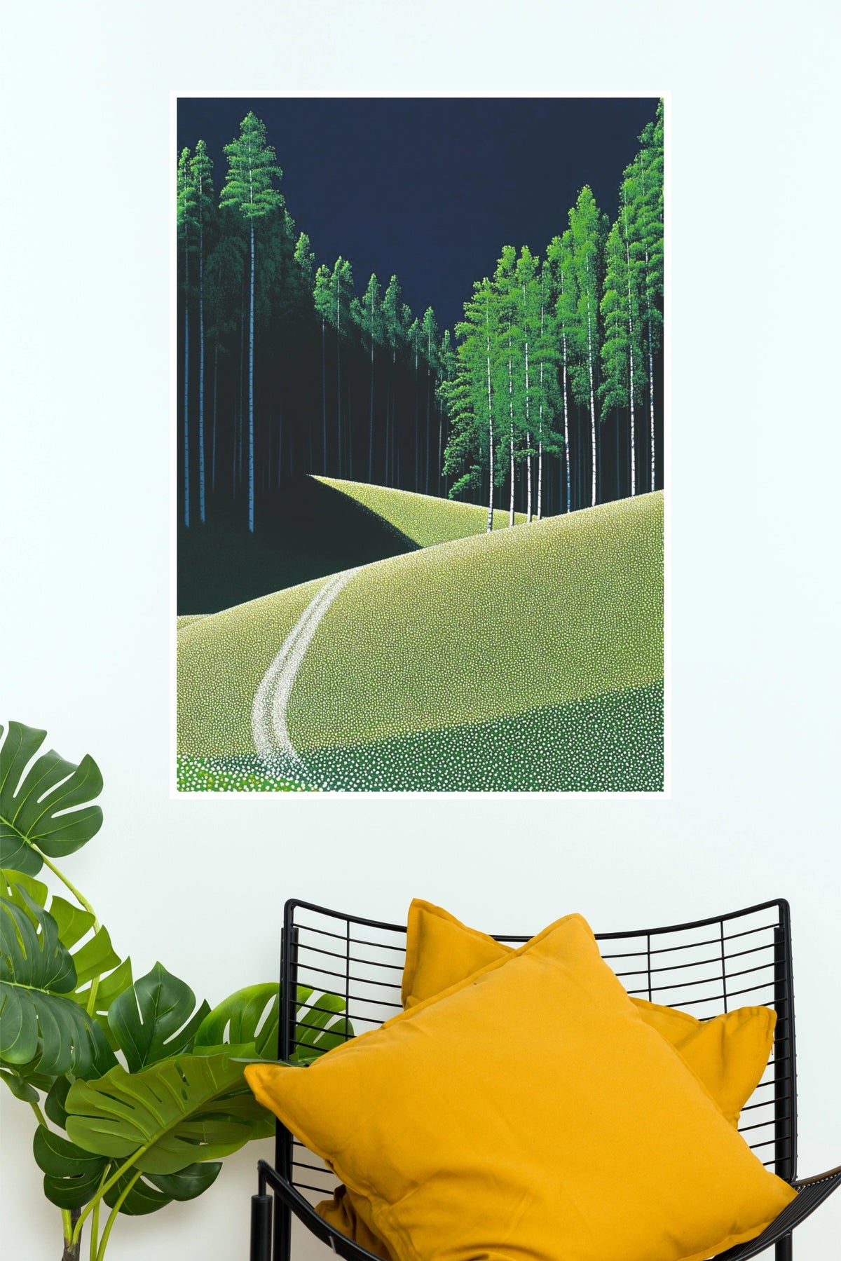 Blossoms in Bloom Night Meadow White Flowers Wall Art Poster   (The Green World Posters)