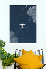 Bright Horizon Airplane Dark Sky Wall Art Poster   (The Green World Posters)