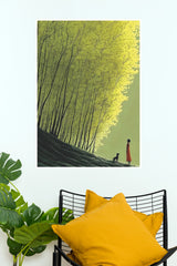 Crystal Falls Nature Woman and Dog Wall Art Poster  (The Green World Posters)