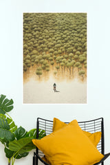 Desert Dusk Cyclist Tree Line Wall Art Poster   (The Green World Posters)