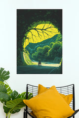 Emerald Valley Cyclist Giant Leaf Wall Art Poster   (The Green World Posters)