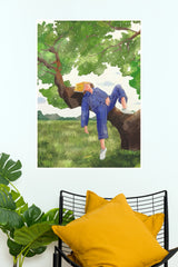 Enchanted Woods Resting Person Tree Branch Wall Art Poster   (The Green World Posters)