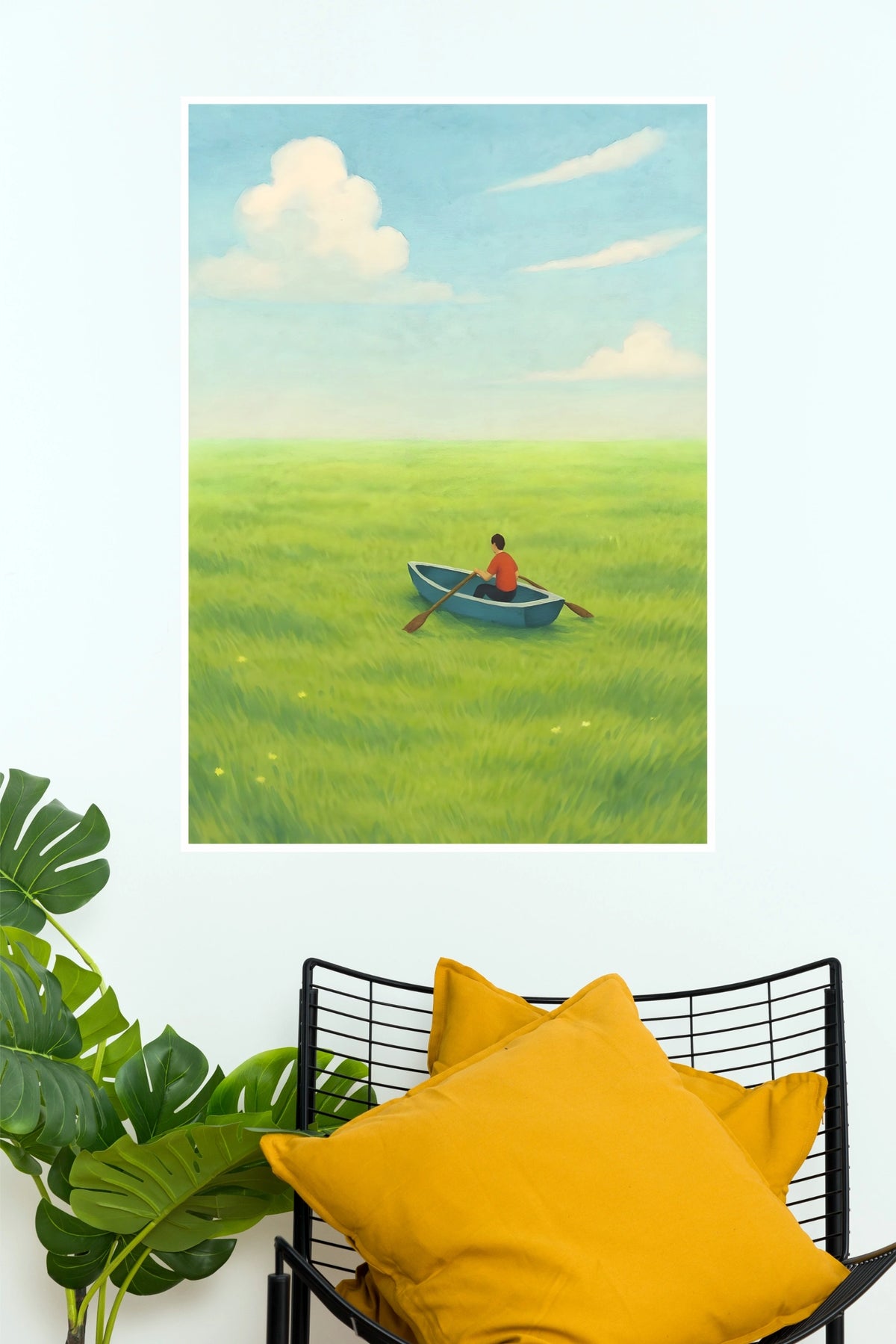 "Floral Symphony Sailing Through Grass" Ghibli-Style Anime Landscape Wall Poster   (The Green World Posters)