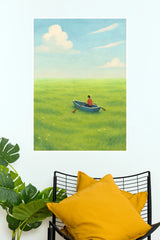 "Floral Symphony Sailing Through Grass" Ghibli-Style Anime Landscape Wall Poster   (The Green World Posters)