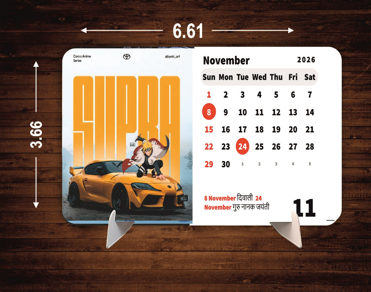 Car Collection Premium Table Desk Calendar – 2026