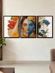 Radha Krishna Divine Love  Premium 3 Frame Wall Art Set