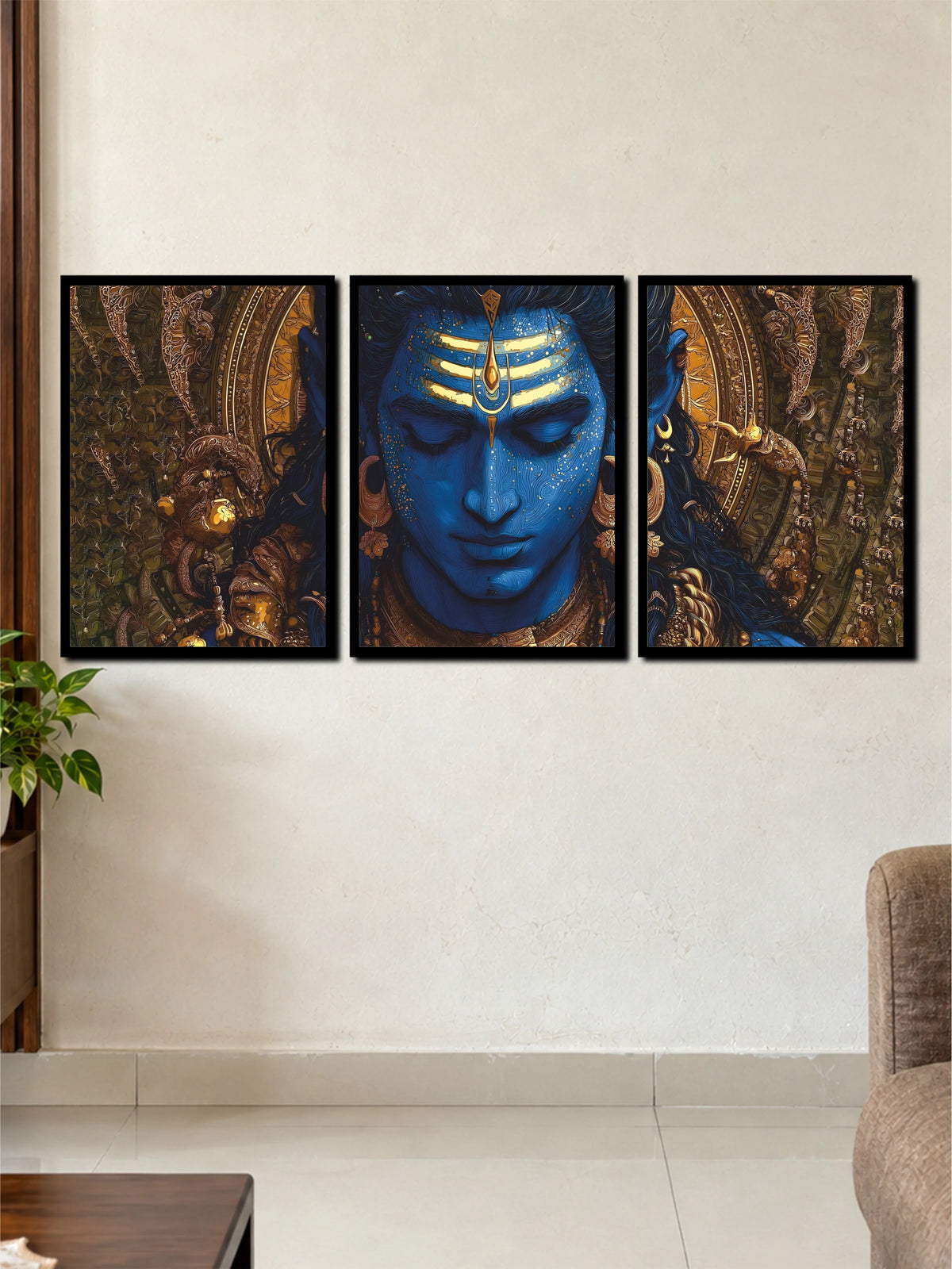 Divine Blue Shiva 3 Frame Wall Art Poster