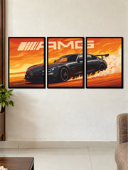 Mercedes AMG GT Racing Car | Premium 3 Frame Wall Art Set