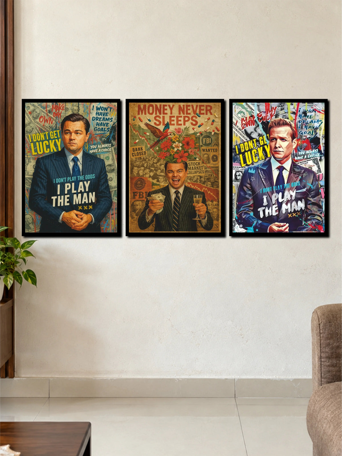 Wall Street Money Motivation | 3 Frame Poster Set