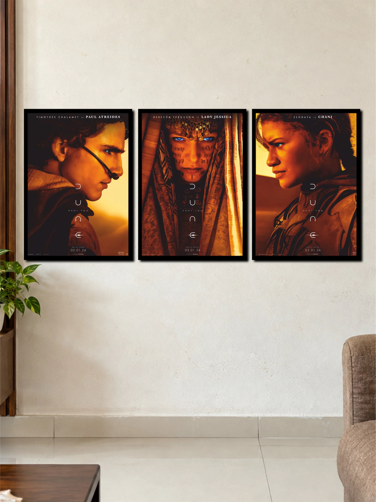 Dune Part Two Characters | Premium 3 Frame Wall Art Set