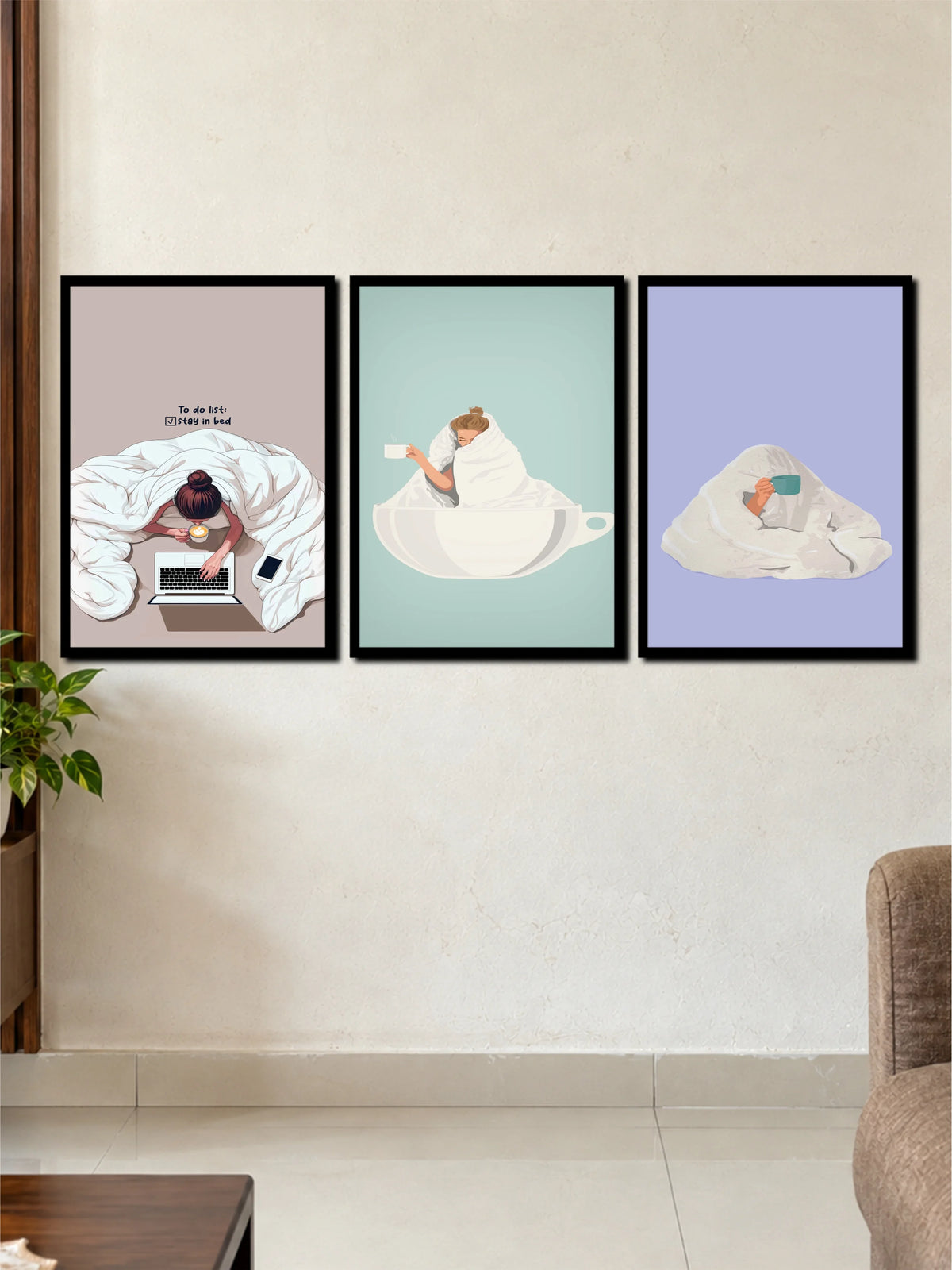 Cozy Girl Self Care 3 Frame Poster Set | Aesthetic Wall Art