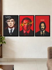 Iconic Men 3 Frame Poster Set | Peaky Blinders, Psycho & John Wick Wall Art