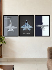 Fighter Jet 3 Frame Poster Set | F/A-18 Hornet, F-22 Raptor & A-10 Aircraft Wall Art