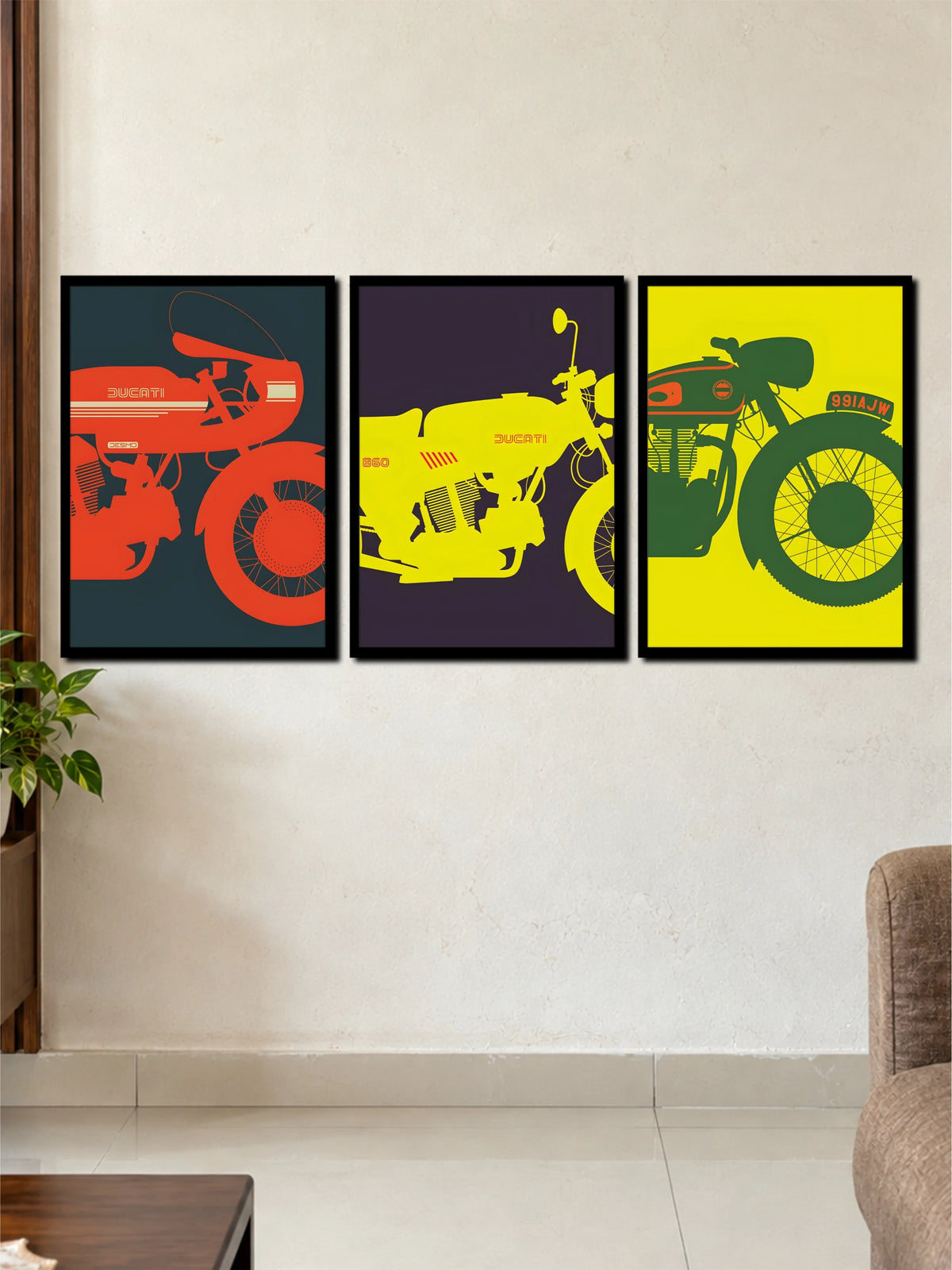 Vintage Motorcycle 3 Frame Poster Set | Ducati & Classic Bike Wall Art