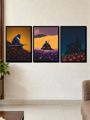 Samurai Warrior 3 Frame Poster Set | Japanese Aesthetic Wall Art