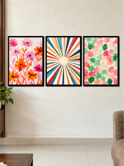 Colorful Floral Abstract 3 Frame Poster Set | Aesthetic Wall Art