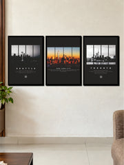 Famous World Cities: Seattle, New York City & Toronto 3-Frame Poster Set