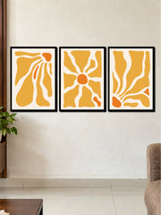 Abstract Matisse Floral: Yellow & Orange Organic Shapes 3-Frame Poster Set