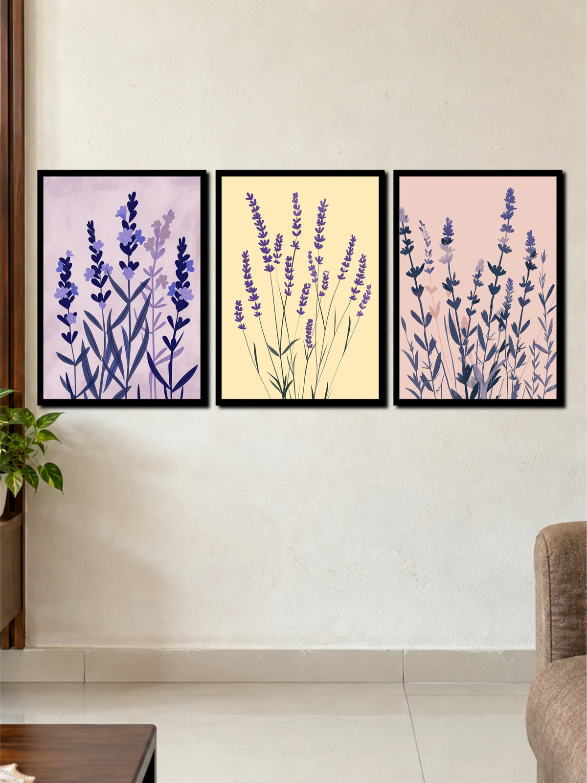 Lavender Fields: Soft Purple Floral & Botanical 3-Frame Poster Set