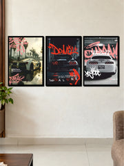 Midnight Tuner: Ferrari, BMW & Toyota Supra Graffiti Art 3-Frame Poster Set