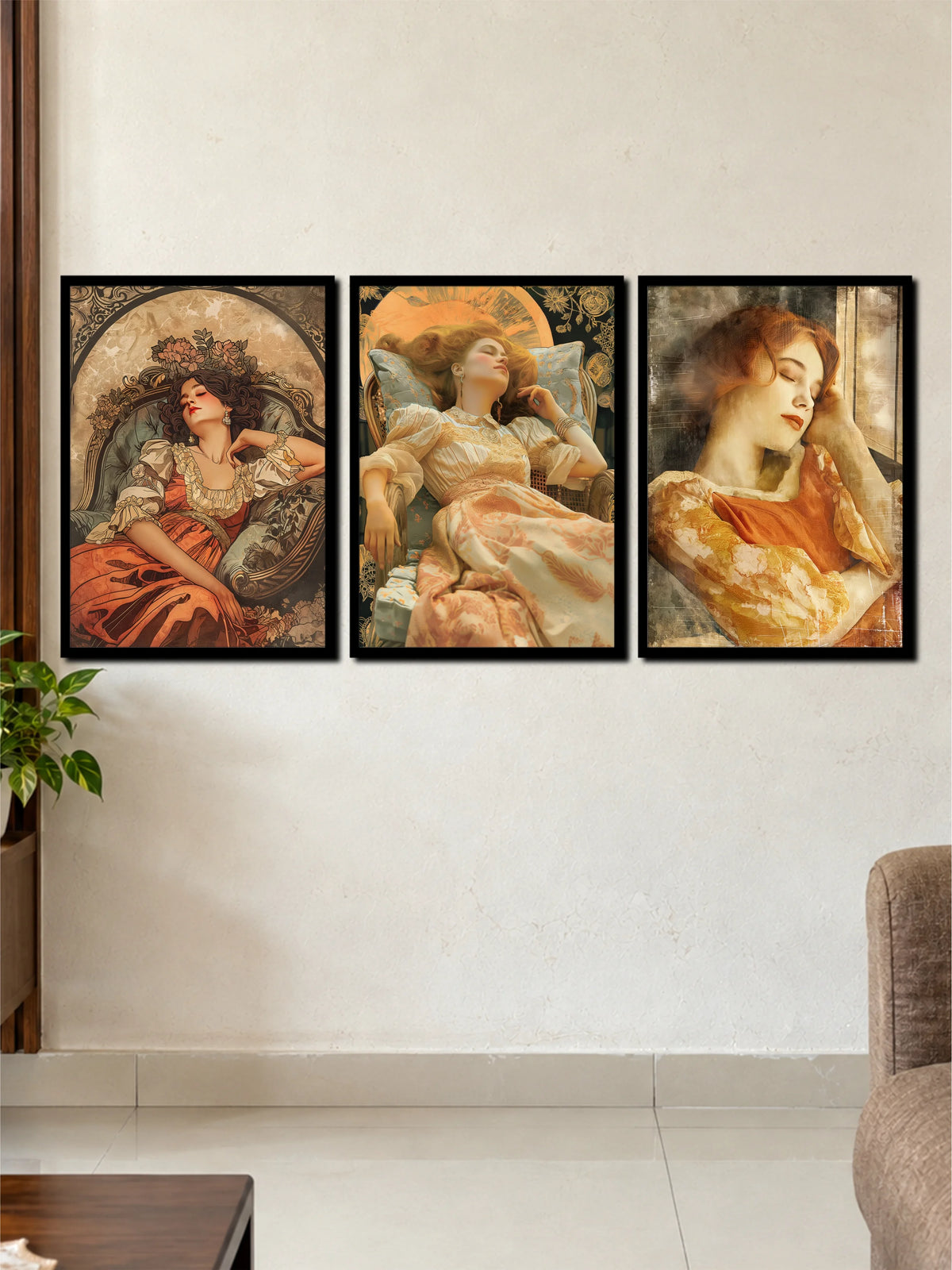 Vintage Victorian Women Portrait Art | 3 Frame Poster Set