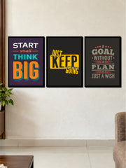 Start Small Think Big Motivational Quotes | 3 Frame Poster Set