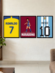 Ronaldo Maradona Messi Football Legends | 3 Frame Poster Set