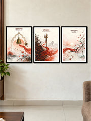 Jagran Parivartan Navsrijan Mahadev Spiritual Wall Art | 3 Frame Poster Set