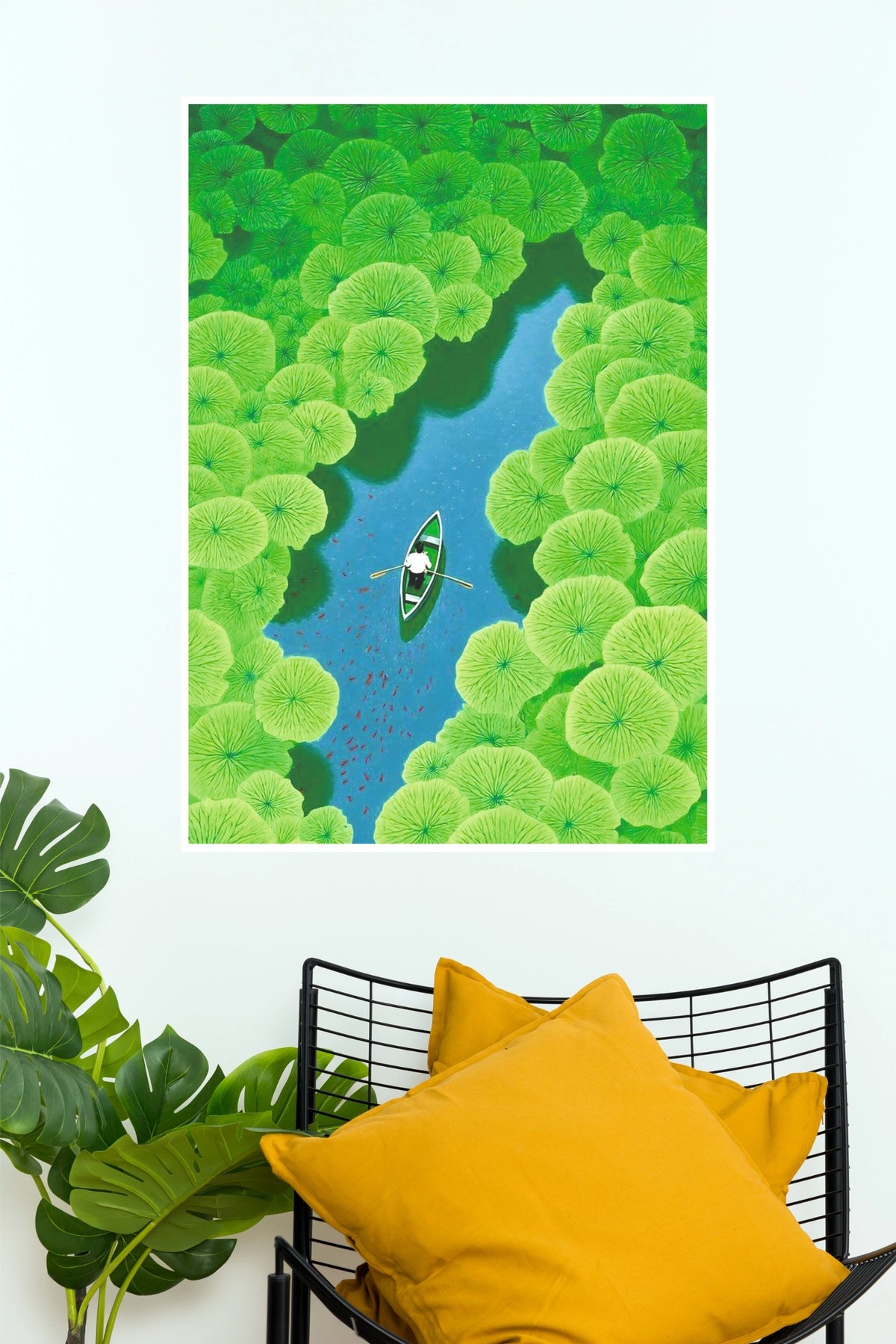 Hidden Valley Boater on River Wall Art Poster (The Green World Posters)