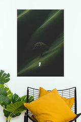 Majestic Mountains Person in White by Tree Wall Art Poster   (The Green World Posters)
