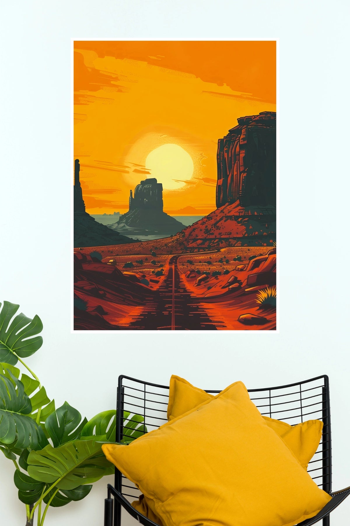 Midnight Sky Desert Sunset Canyon Road Wall Art Poster  (The Green World Posters)