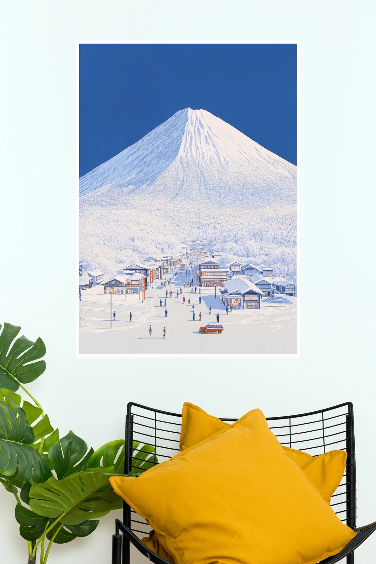 Mountain Majesty Snow Peak Village Wall Art Poster   (The Green World Posters)