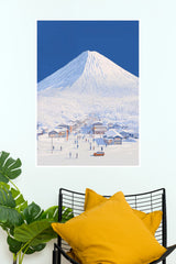 Mountain Majesty Snow Peak Village Wall Art Poster   (The Green World Posters)