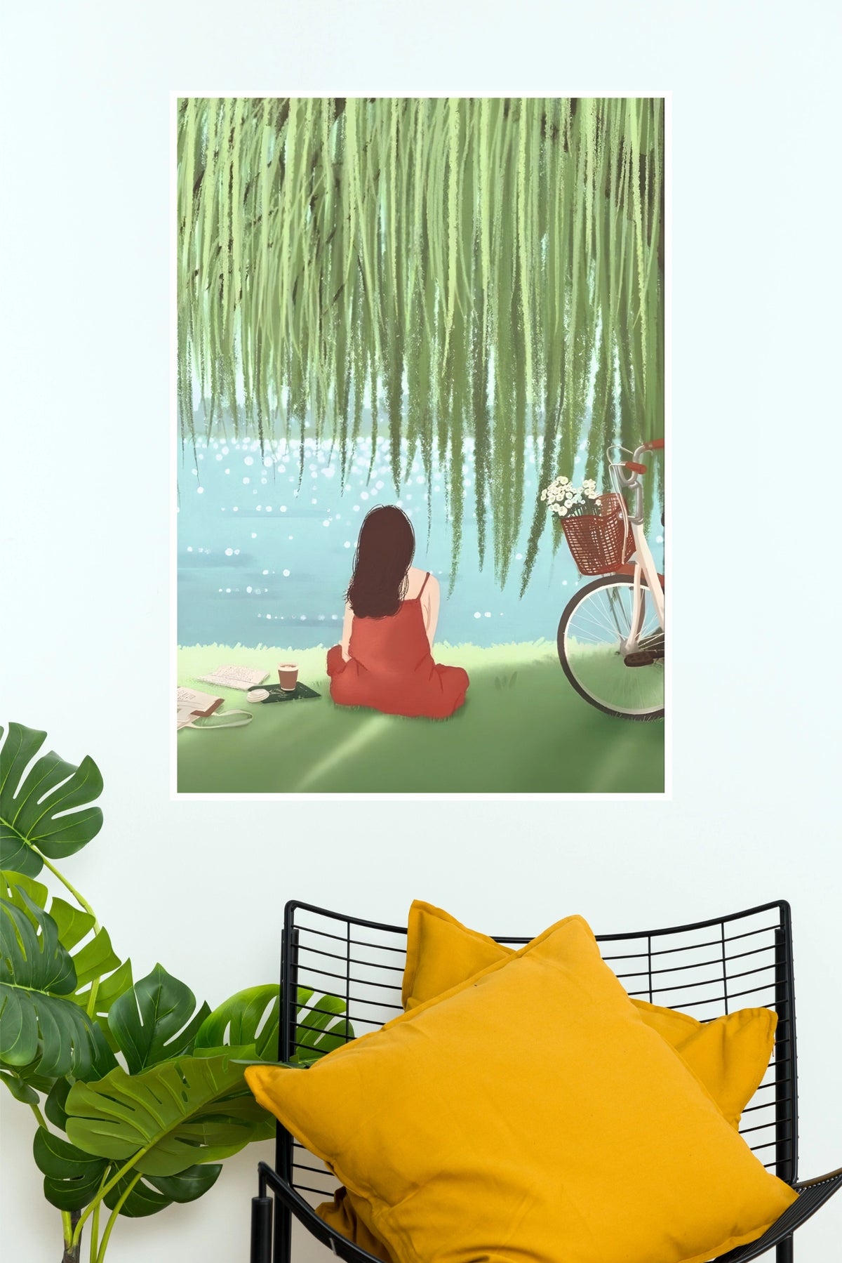 Mystic Lake Person by Willow Tree and Bicycle Wall Art Poster (The Green World Posters)