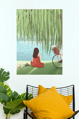 Mystic Lake Person by Willow Tree and Bicycle Wall Art Poster (The Green World Posters)