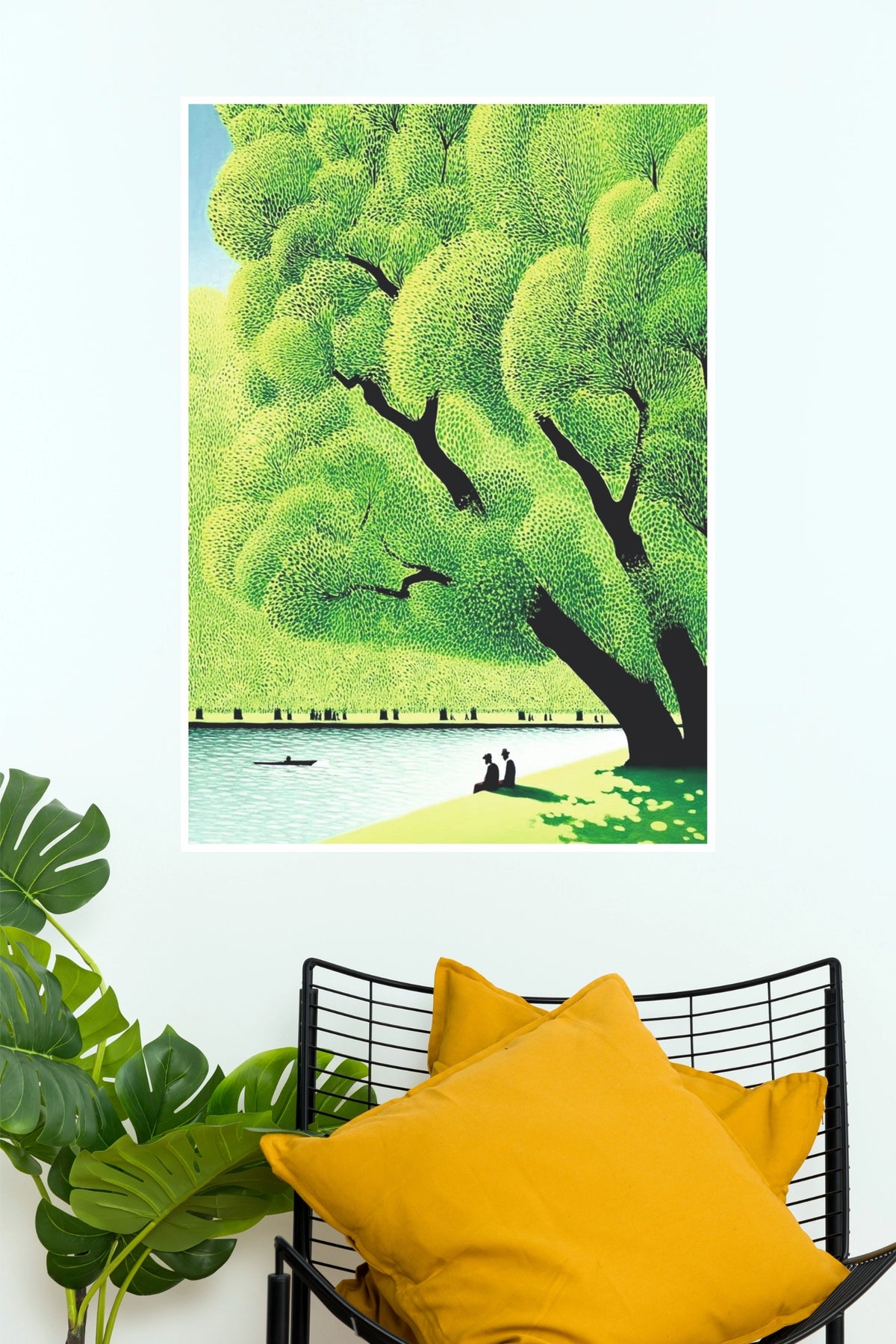 Natures Canvas People under Giant Tree by River Wall Art Poster   (The Green World Posters)
