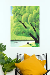Natures Canvas People under Giant Tree by River Wall Art Poster   (The Green World Posters)