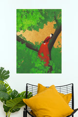 Natures Charm Person in Red Dress Resting in Tree Wall Art Poster  (The Green World Posters)