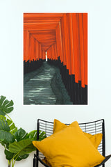 Timeless Earth Red Torii Gates Pathway Wall Art Poster (The Green World Posters)