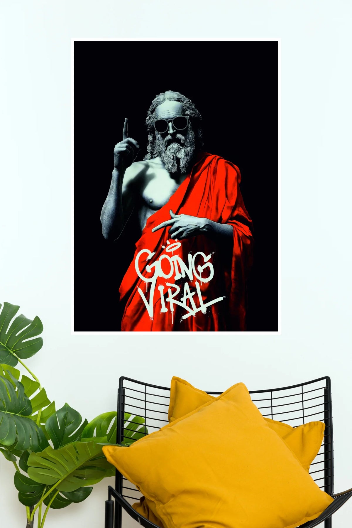 Going Viral Greek Philosopher Statue Poster | Modern Pop Art Wall Decor (Art Posters)