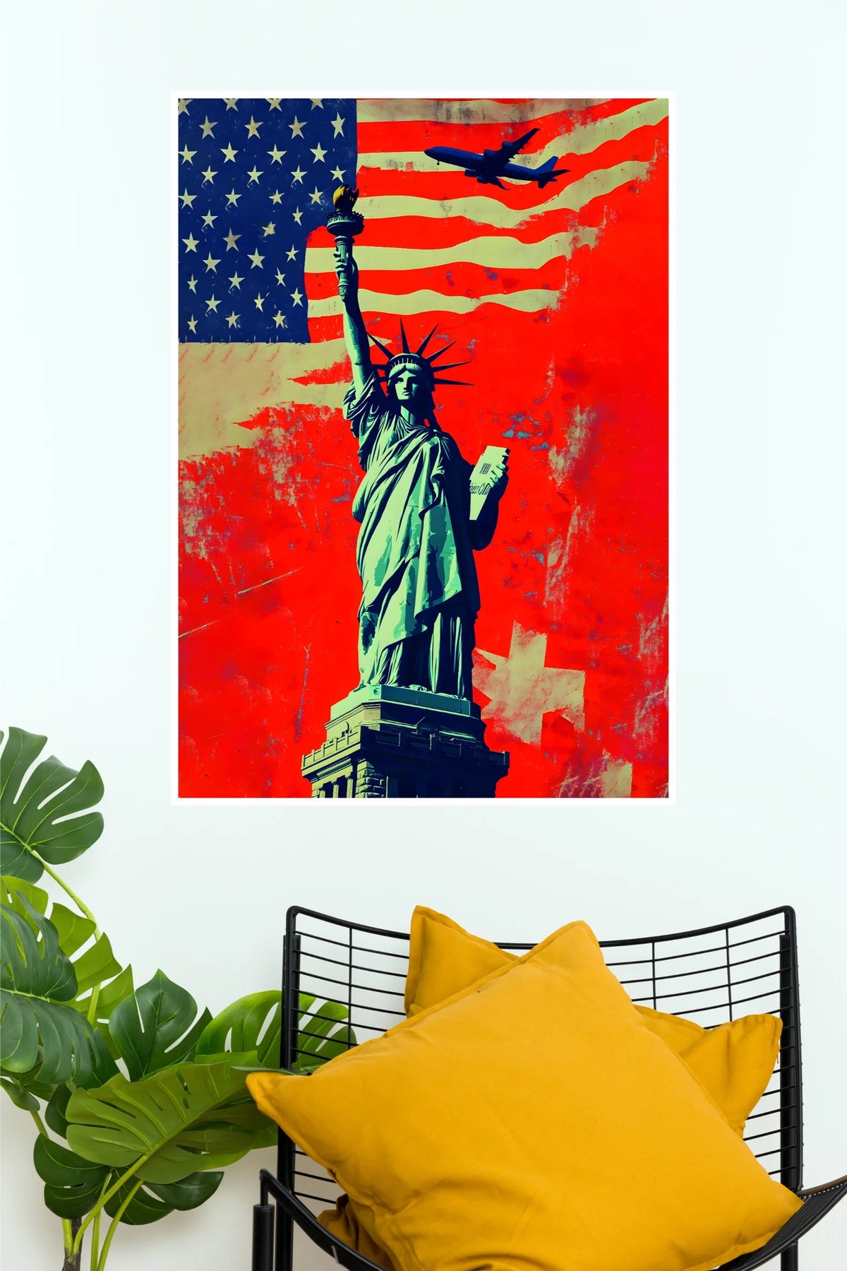 Statue of Liberty USA Flag Pop Art Poster  American Wall Art  (Art Posters)
