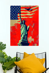 Statue of Liberty USA Flag Pop Art Poster  American Wall Art  (Art Posters)