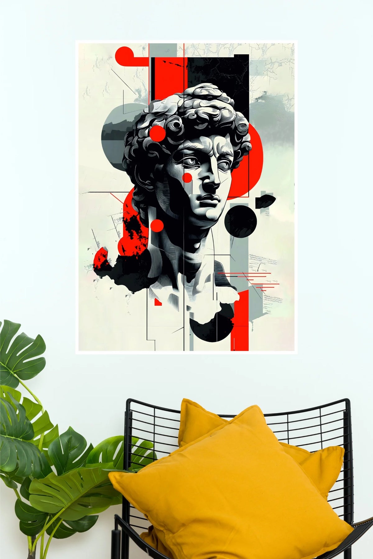 Abstract David Statue Geometric Art Poster | Modern Greek Sculpture Wall Decor (Art Posters)