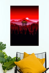Firewatch Red Sunset Poster | Forest Watchtower Landscape Wall Art  (Art Posters)