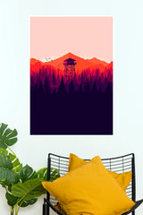 Firewatch Mountain Sunset Poster | Forest Watchtower Aesthetic Wall Art   (Art Posters)