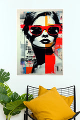 Bold Woman in Red Sunglasses Pop Art Poster | Modern Fashion Wall Art  (Art Posters)