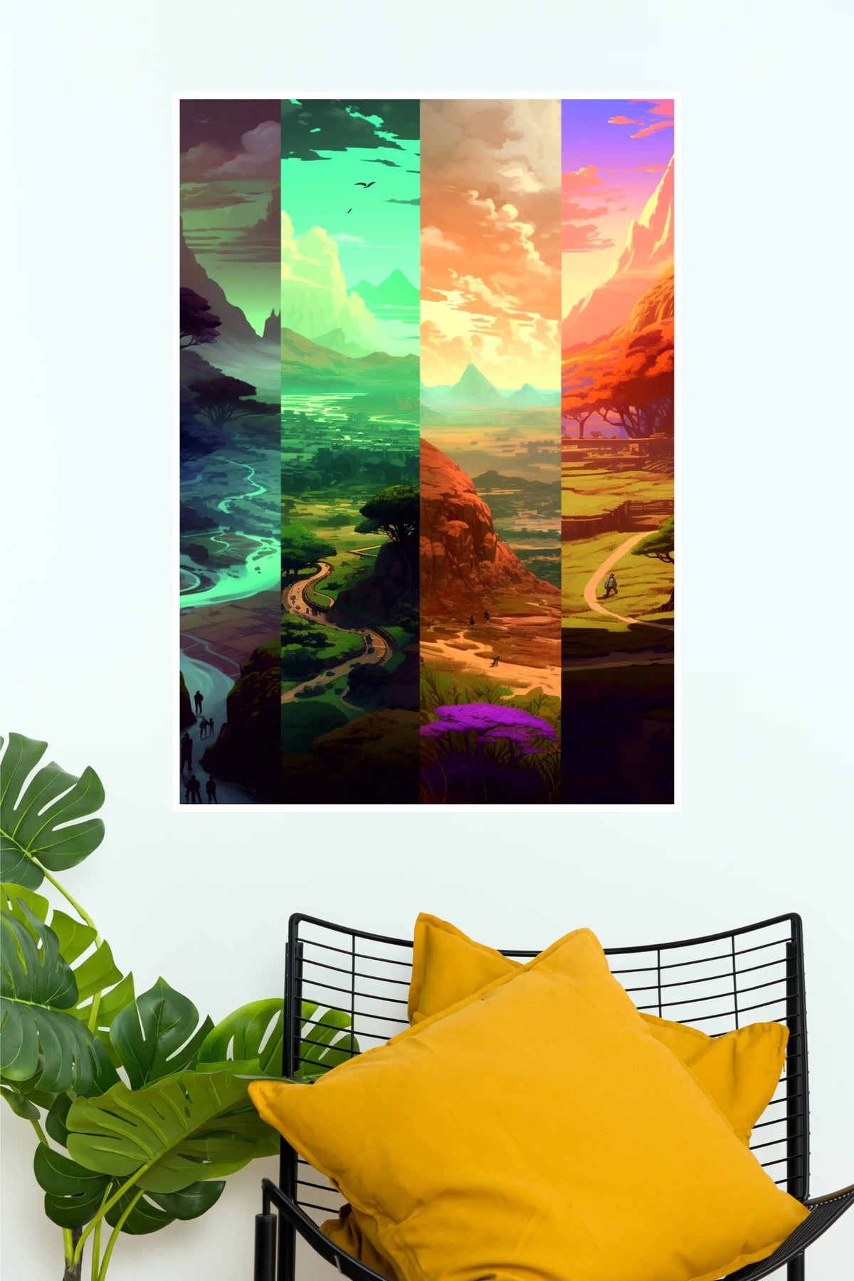 Four Seasons Colorful Landscape Poster | Fantasy Nature Wall Art (Art Posters)